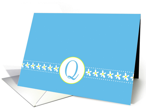 Monogram Letter Q Blank Card White Flower Blossoms card (1063379)