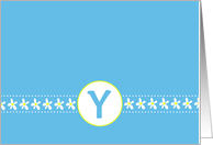 Monogram Letter Y White Flowers Blue Blank card
