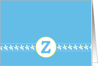 Monogram Letter Z White Flowers Blue card