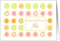 Happy Birthday Ali Bright Flowers Colorful Polka Dots card