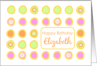 Happy Birthday Elizabeth Bright Flowers Colorful Polka Dots card