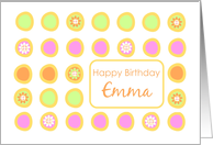 Happy Birthday Emma Bright Flowers Colorful Polka Dots card