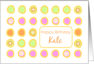 Happy Birthday Kate Bright Flowers Colorful Polka Dots card