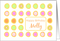 Happy Birthday Molly Bright Flowers Colorful Polka Dots card
