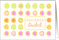 Happy Birthday Rachel Bright Flowers Colorful Polka Dots card