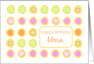 Happy Birthday Uma Bright Flowers Colorful Polka Dots card