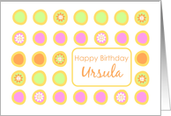 Happy Birthday Ursula Bright Flowers Colorful Polka Dots card