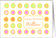 Happy Birthday Willow Bright Flowers Colorful Polka Dots card