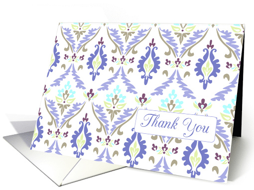 Thank You Lavender Damask Pattern Blank card (1083344)