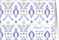 Thank You Lavender Damask Pattern Blank card