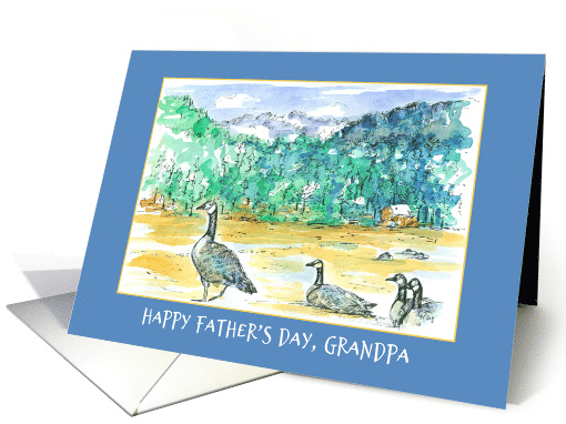 Happy Father's Day Grandpa Geese Birds Mountains card (1095578)
