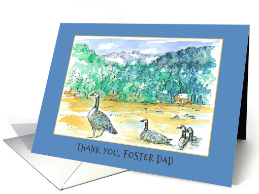 Thank You Foster Dad Father's Day Geese Birds Mountains card (1095596)