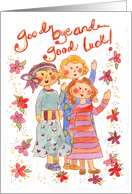 Good Bye and Good Luck Girlfriends Watercolor Flower Illustration card