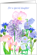 For A Special Daughter Watercolor Flower Bouquet card