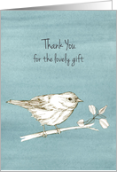 Thank You For the Lovely Gift Bird On A Tree Branch card