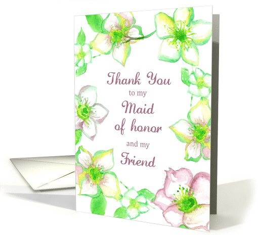 Thank You Maid of Honor Wedding White Roses card (1102308)