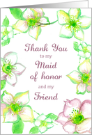 Thank You Maid of Honor Wedding White Roses card