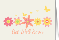 Get Well Soon Orange Flowers Yellow Butterflies card