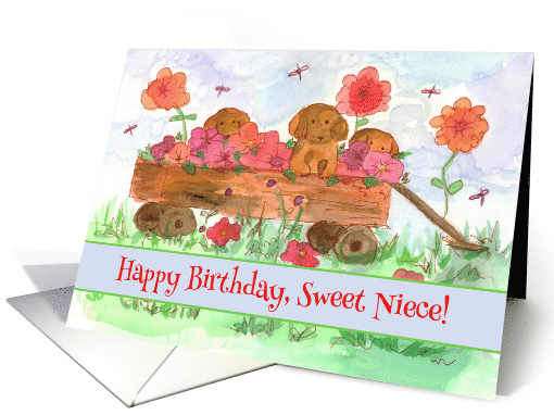 Niece Happy Birthday Puppy Dogs in Wagon card (110277)