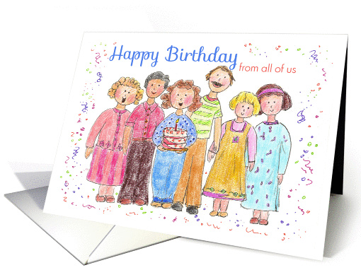 Happy Birthday from All Of Us Office Work Place Illustration card
