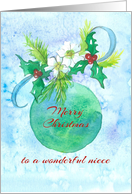 Merry Christmas to a Wonderful Niece Holly card