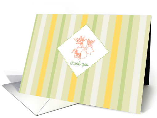 Thank You Celery Green Yellow Stripe Orange Wildflower card (1107456)