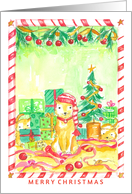 Merry Christmas Pet Cats Holiday Tree Presents card