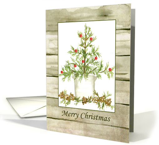 Merry Christmas Tree Farmhouse Woodgrain card (1117818)