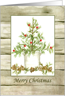 Merry Christmas Tree Farmhouse Woodgrain card