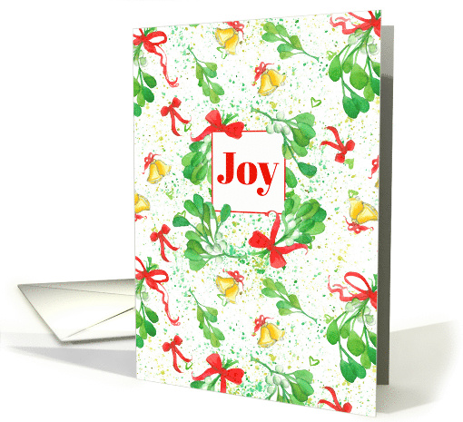 Joy Merry Christmas Mistletoe Ribbons card (1117824)