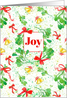 Joy Merry Christmas Mistletoe Ribbons card