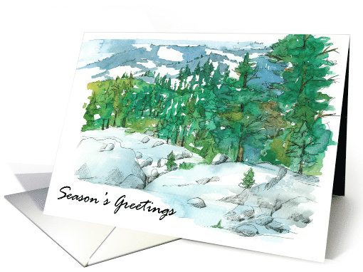Season's Greetings Christmas Winter Landscape Snow card (1117830)
