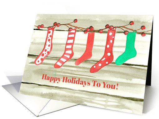 Happy Holidays To You Christmas Stockings card (1118410)