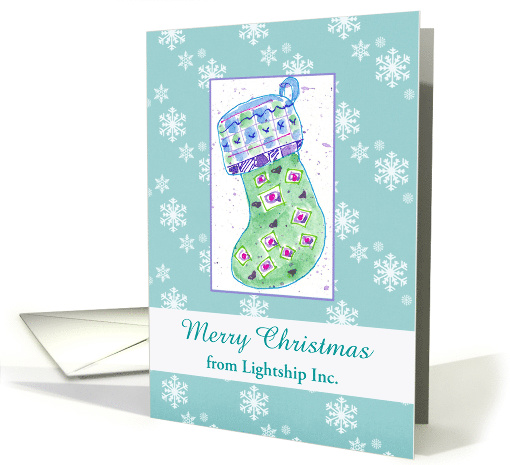 Custom Christmas Card Holiday Snowflakes Stocking Watercolor Art card