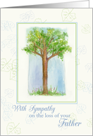 With Sympathy For Loss of Father Tree Watercolor Illustration card