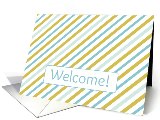 Business Card Welcome Employee Blue Gold Diagonal Stripe card (112372)