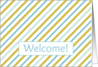 Business Card Welcome Employee Blue Gold Diagonal Stripe card