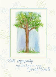 With Sympathy For Loss of Great Uncle Tree Watercolor Illustration
