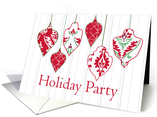 Christmas Holiday Party Invitation Damask Ornaments Grey... (1126294)