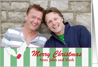 Merry Christmas Holly Stripe Photo Custom Card