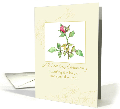 Lesbian Wedding Invitation Pink Rose Watercolor Art card (1130758)