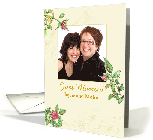 Just Married Lesbian Custom Wedding Announcement card (1130878)