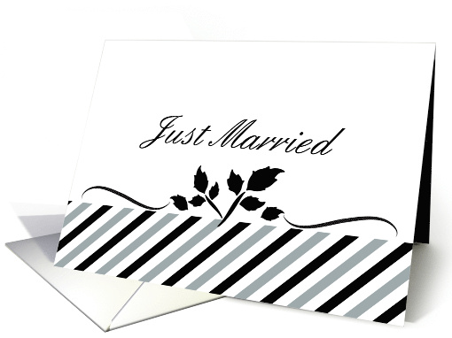 Just Married Gay Wedding Announcement Stripes card (1131582)