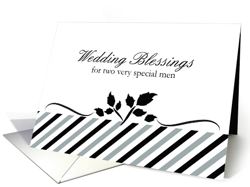 Congratulations Wedding Blessings Gay Marriage Grey Black Stripe card