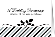 Wedding Invitation Gay Marriage Leaves Grey White Black Stripe card