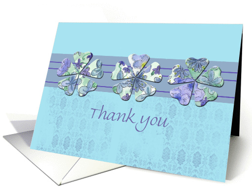 Thank You Volunteer Blue Flower Lace Stripe card (113594)
