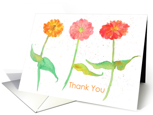 Business Thank You Client Meeting Zinnia Flowers Spatter card (113602)