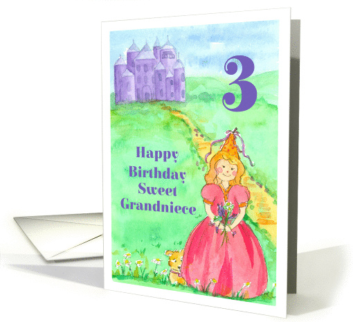 Happy 3rd Birthday Grandniece Princess Castle Illustration card