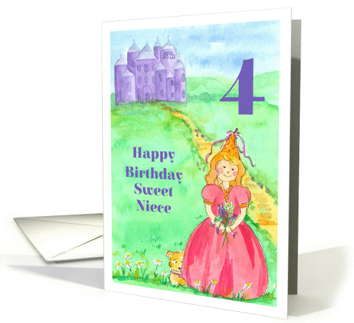 Happy 4th Birthday Sweet Niece Princess Castle Illustration card