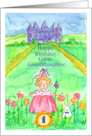 Happy 1st Birthday Great Granddaughter Princess Castle Illustration card